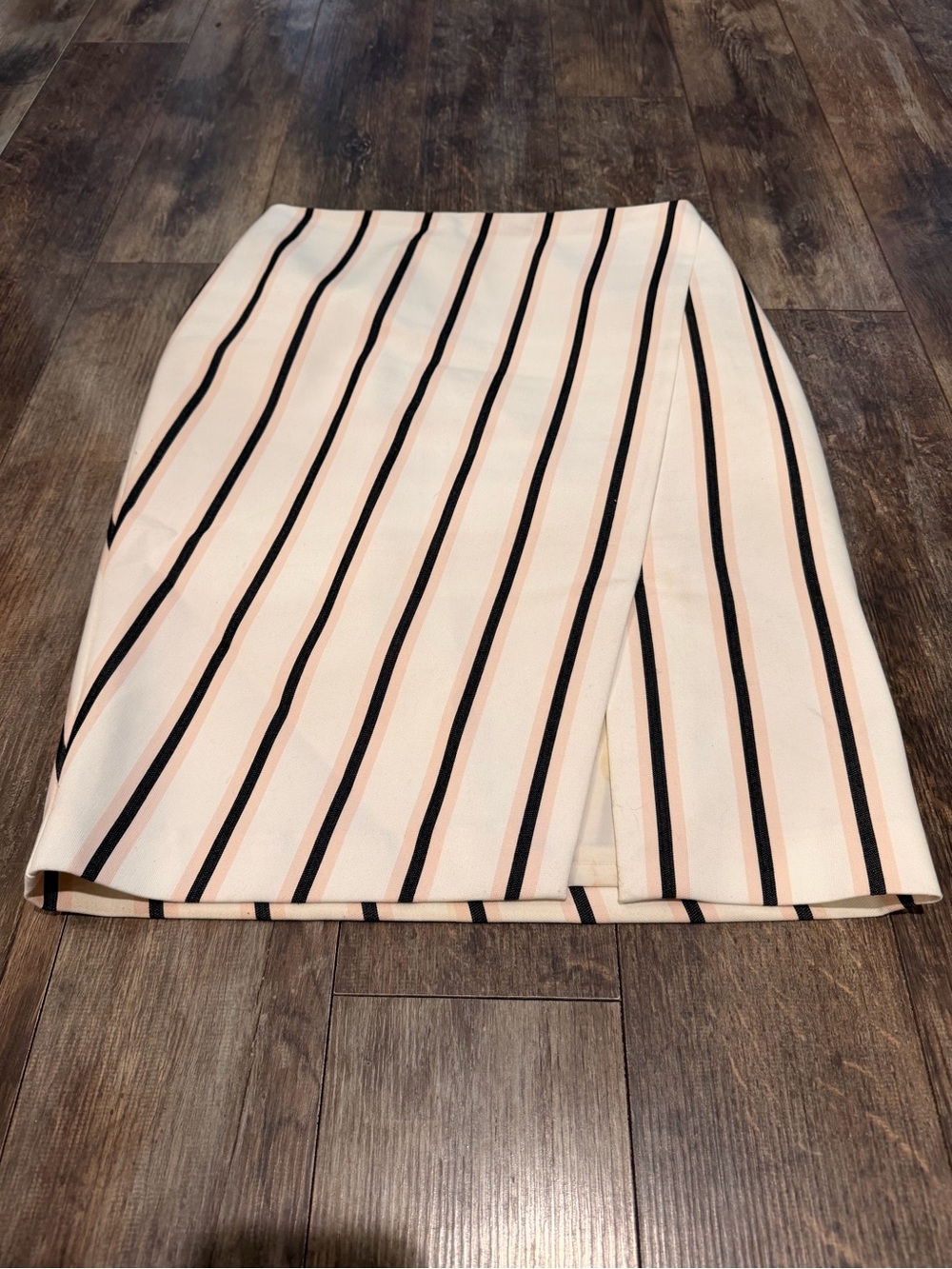White House Black Market Blush Pink Pencil Skirt with Black Stripes